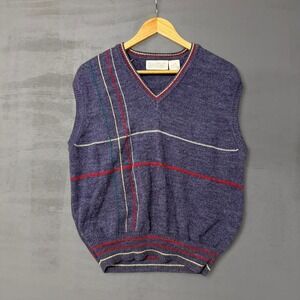 Vintage Anderson Little Retro Purple Sweater Preppy Vest Pullover Large